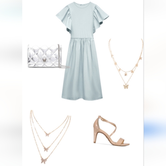 Zara Ruffled Dress Light Green Size Small - Picture 8 of 16